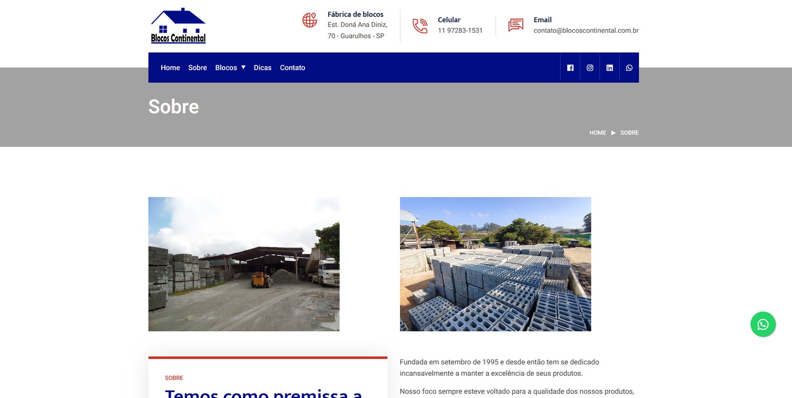 Página institucional da fábrica