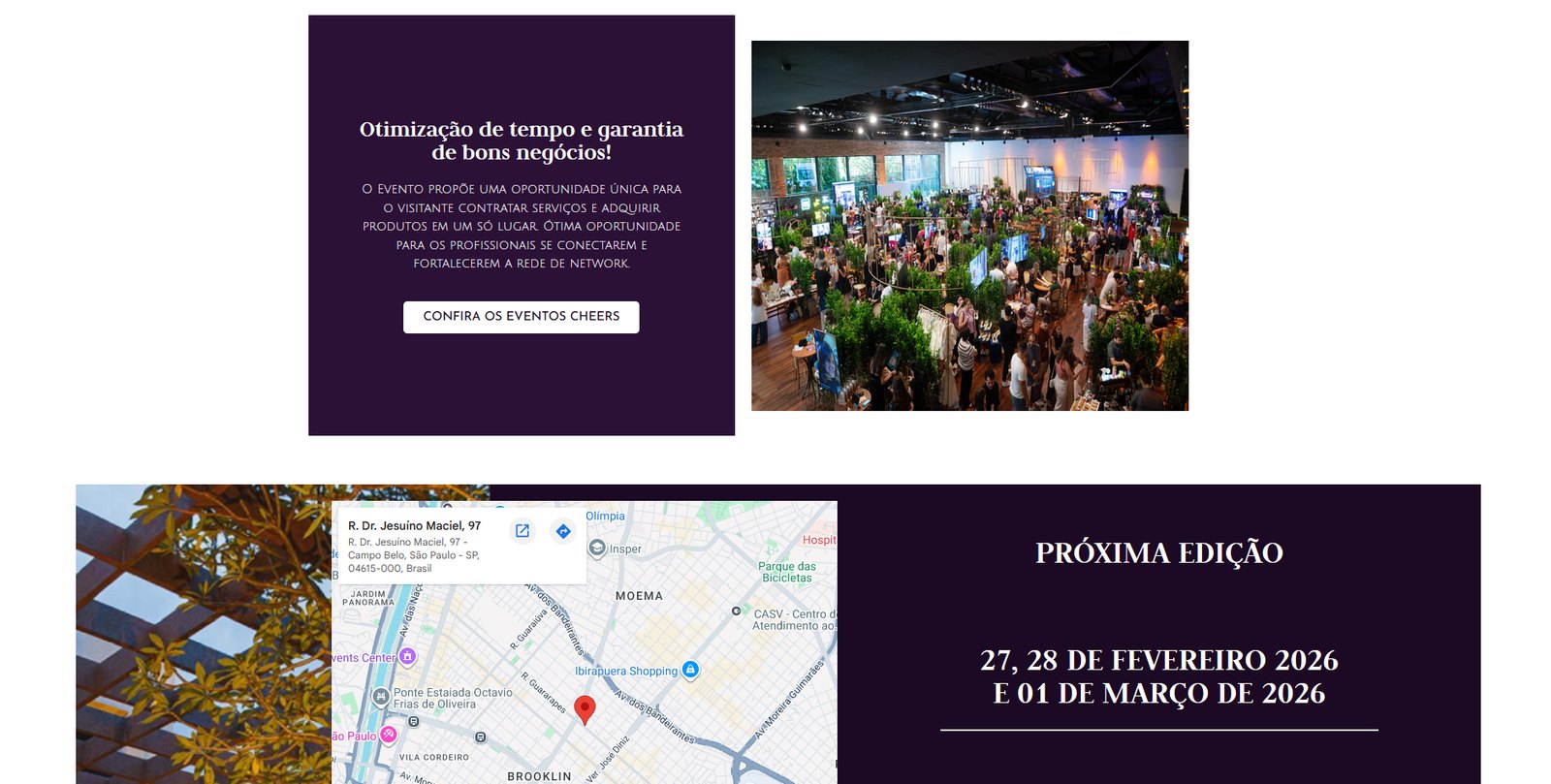 Página de evento da Cheers