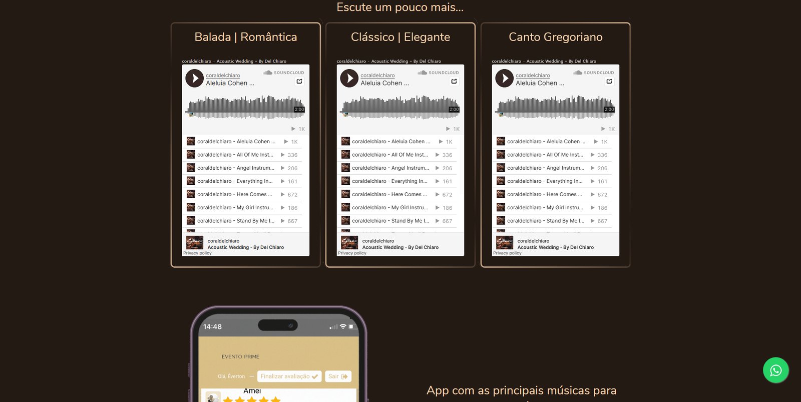 Playlists por ocasião do Coral Del Chiaro