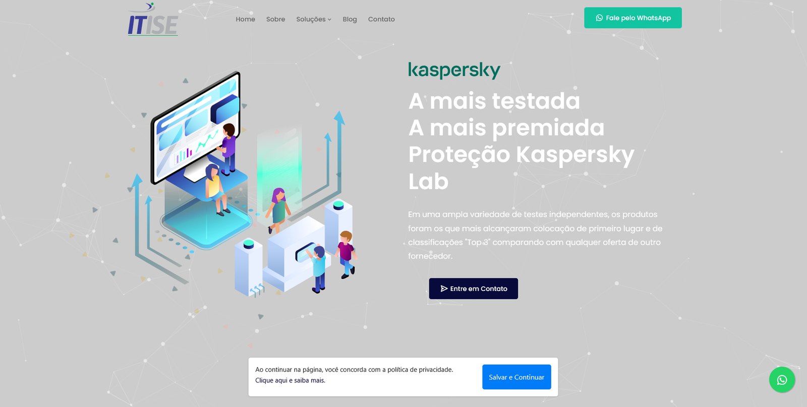 Página de soluções Kaspersky da Itise